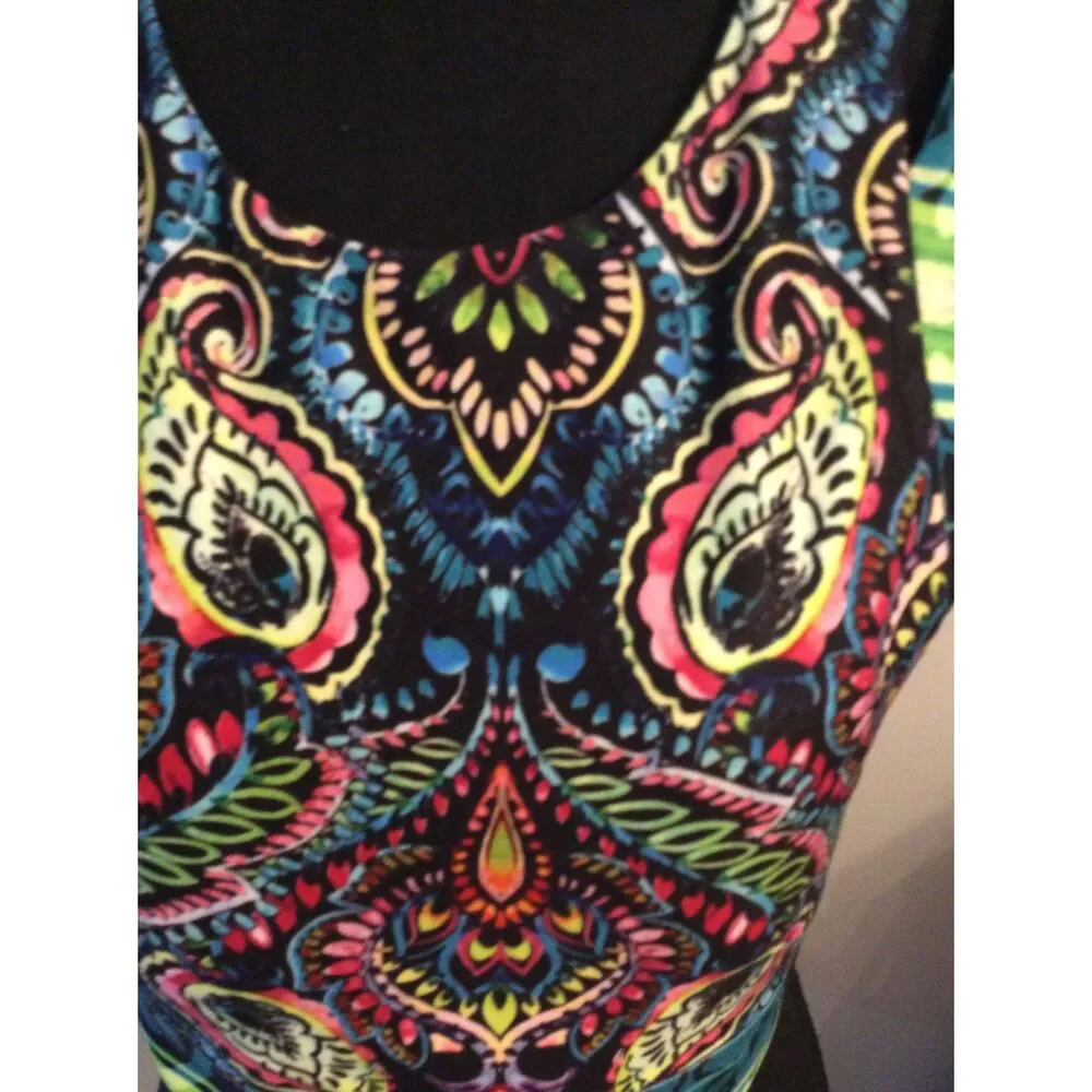 Nanette Lapore Creole Crop Athletic Bra Top Paisley Large